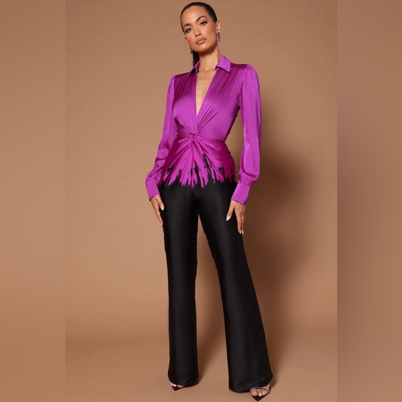 Mina Wide Leg Jumpsuit - Black/Pink | NWT | Size Small - Picture 4 of 7